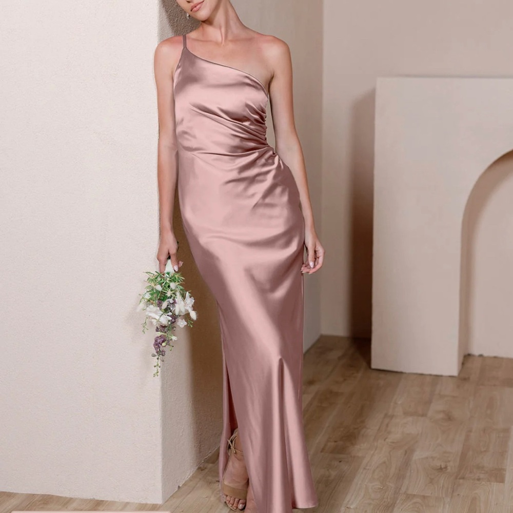 Revelry Satin Jade Dress in Rose Quartz (10)